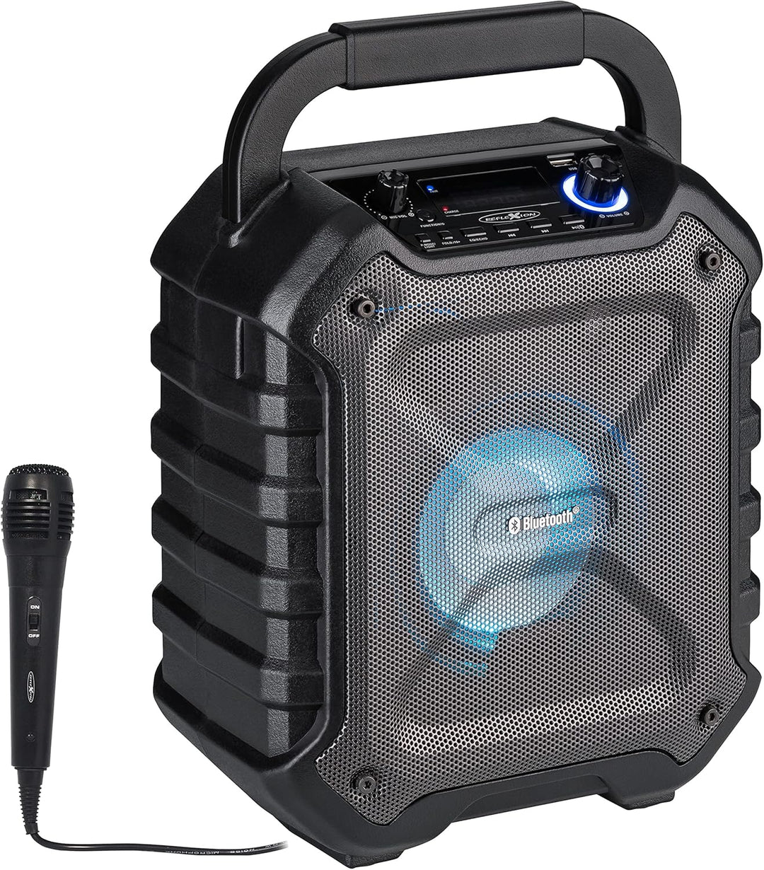 REFLEXION PS06BT kompakte PA-Anlage, mobil mit Akku, Lichteffekten und Karaoke-Funktion, inklusive M