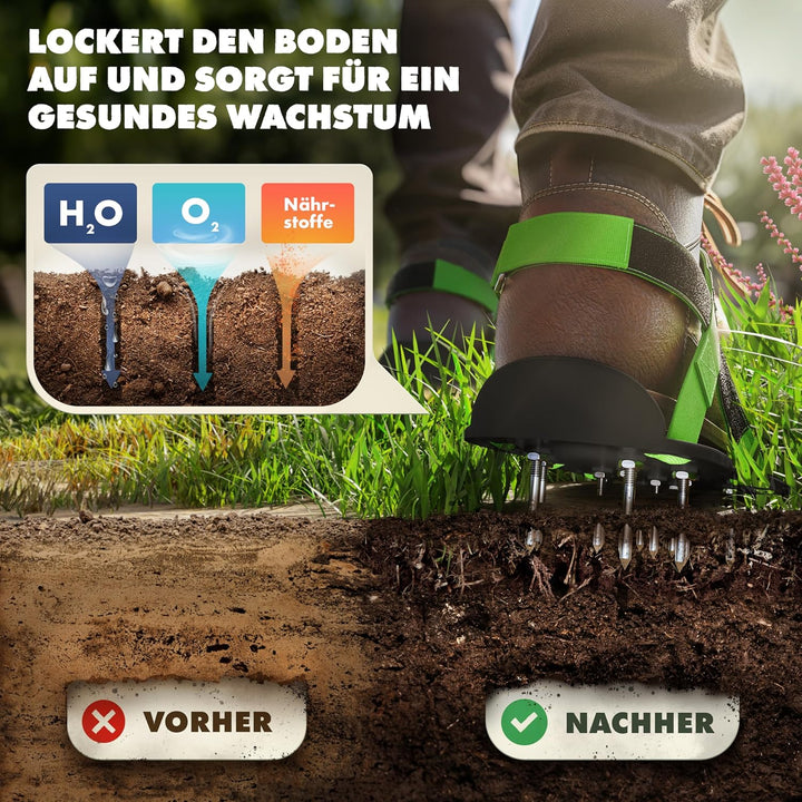 LAINFELD Nagelschuhe mit Klettverschluss | Rasenbelüfter + Estrichschuhe | Rasenlüfter Vertikutierer