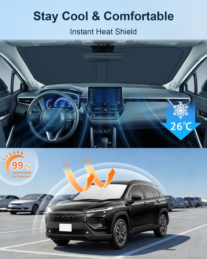 BIXUAN Frontscheiben-Sonnenschutz kompatibel mit Toyota Corolla Cross 2021-2025 2026 Auto Sonnenschu