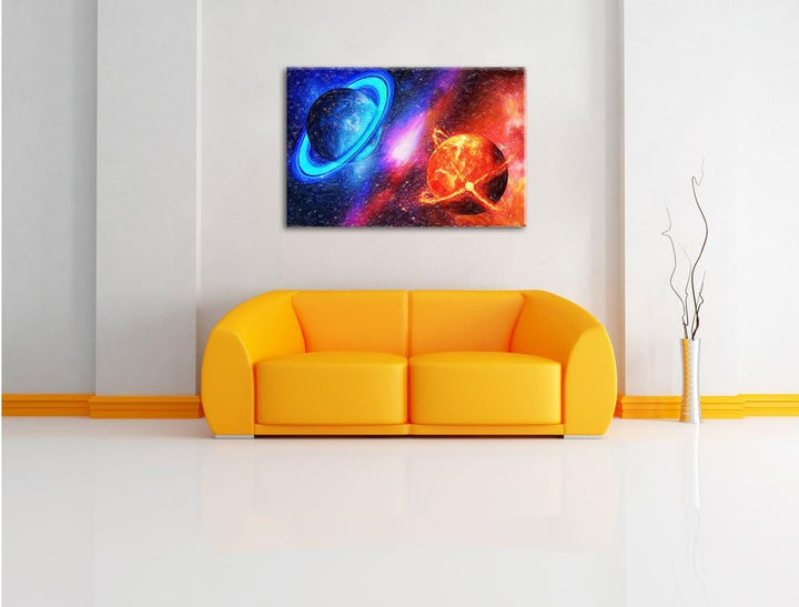 Pixxprint Ausgleich im Weltall als Leinwandbild/Grösse: 100x70 / Wandbild/Kunstdruck/fertig bespannt