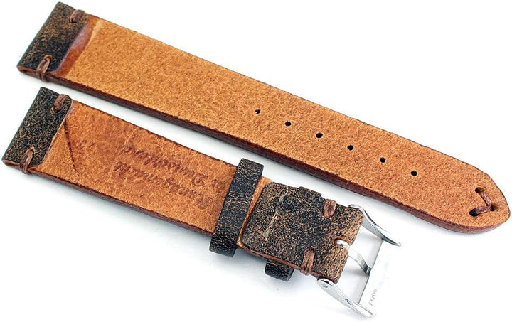 Sulla 20 mm Vintage Leder Uhrenarmband Handgemacht in Deutschland Retro Look Braun