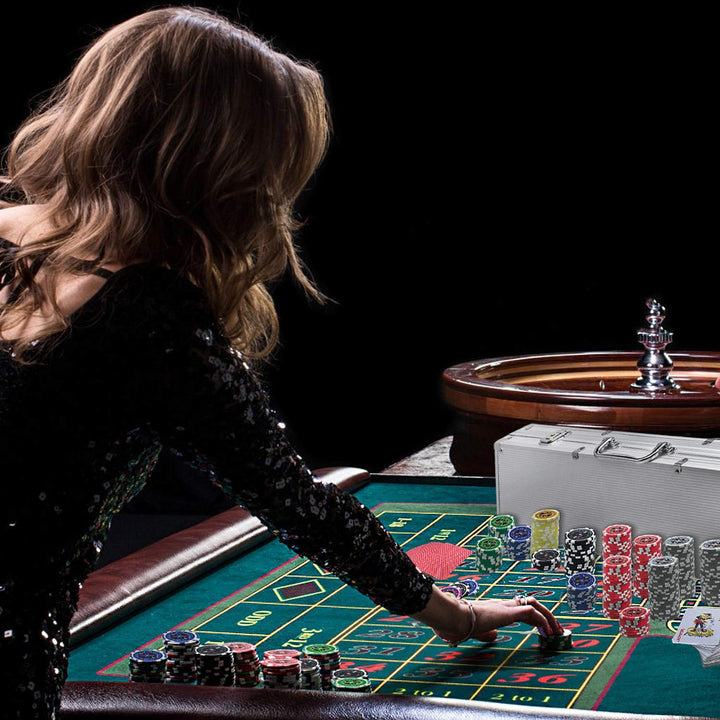 NAIZY Pokerkoffer 500 Chips Laser Pokerchips Set - Poker Set inkl. 2X Pokerdecks, 5X Würfel, Dealer/