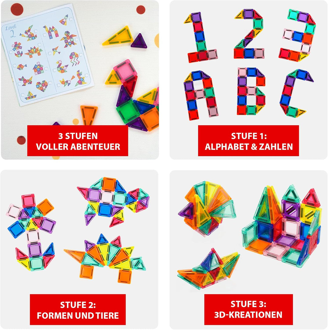Magnet Bausteine 36 Stück Fördert Kreativität, Motorik & Fantasie - Umweltfreundliches Magnetisches