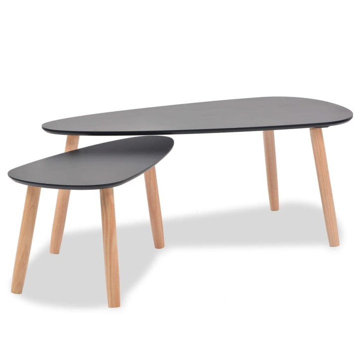 vidaXL Kiefernholz Massiv 2X Beistelltisch Kaffeetisch Couchtisch Wohnzimmer Schwarz, Schwarz