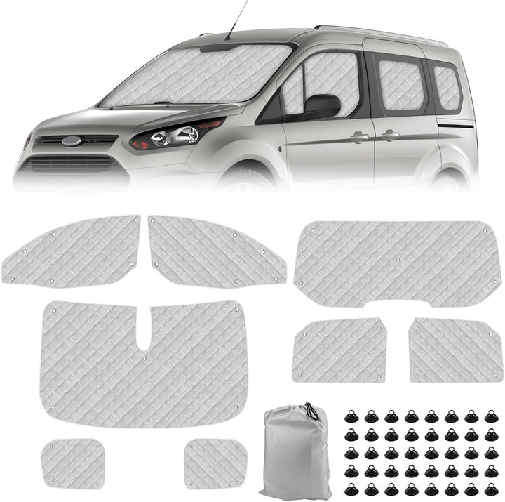 Thermomatte Fahrerhaus Innen für 2012-2022 Ford Tourneo Connect, 8PCS SWB Faltbare Isolierte Sonnens