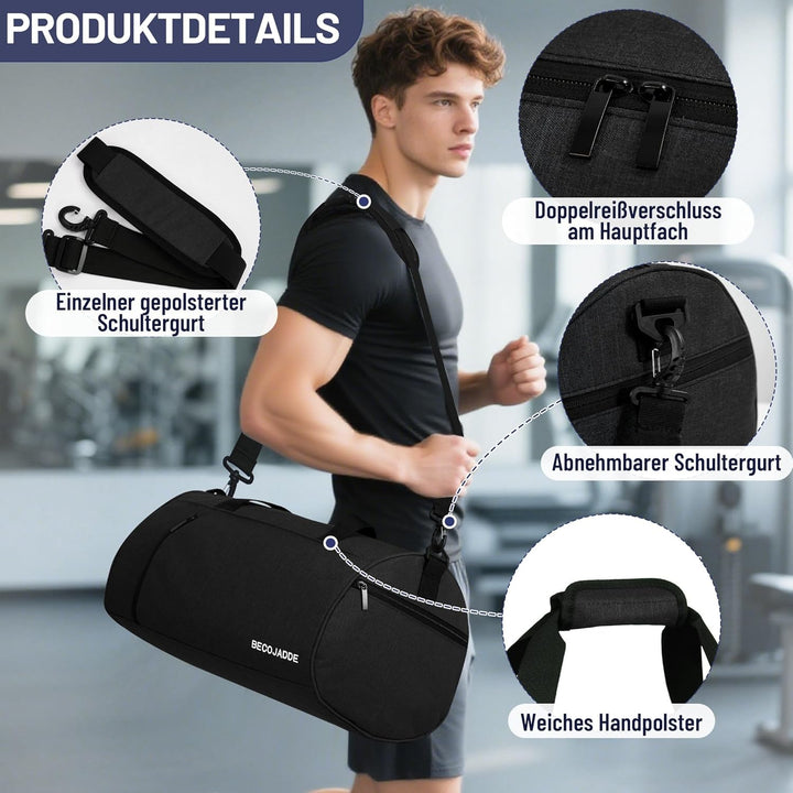 Sporttaschen für Damen und Herren, 25L Reisetasche Duffel Bag Übernachtungstasche mit Schuhfach &amp; Na