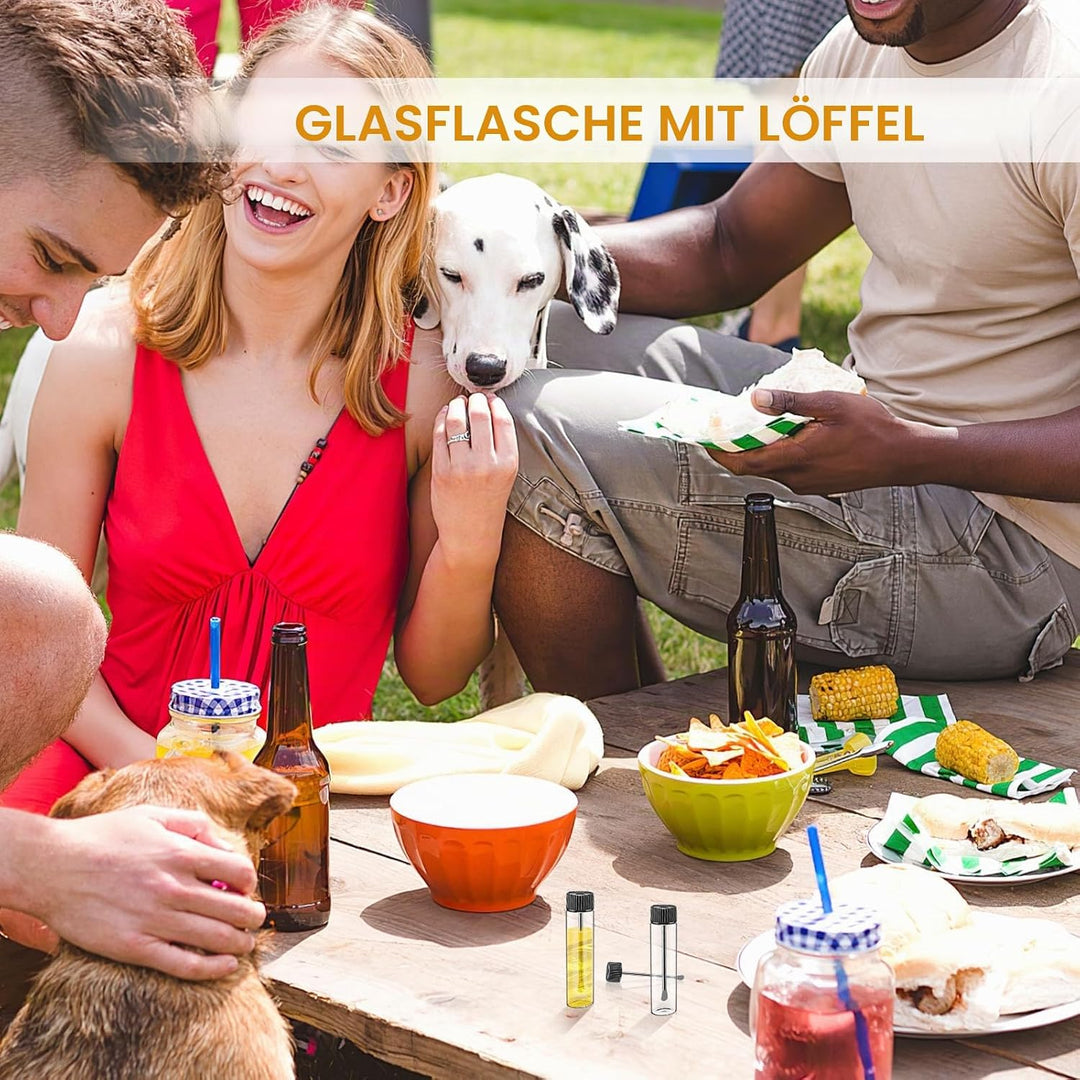 Mini-Gewürzbehälter, tragbarer Glasbehälter, Gewürzspender mit Löffel, Gewürzgläser Klein für Campin