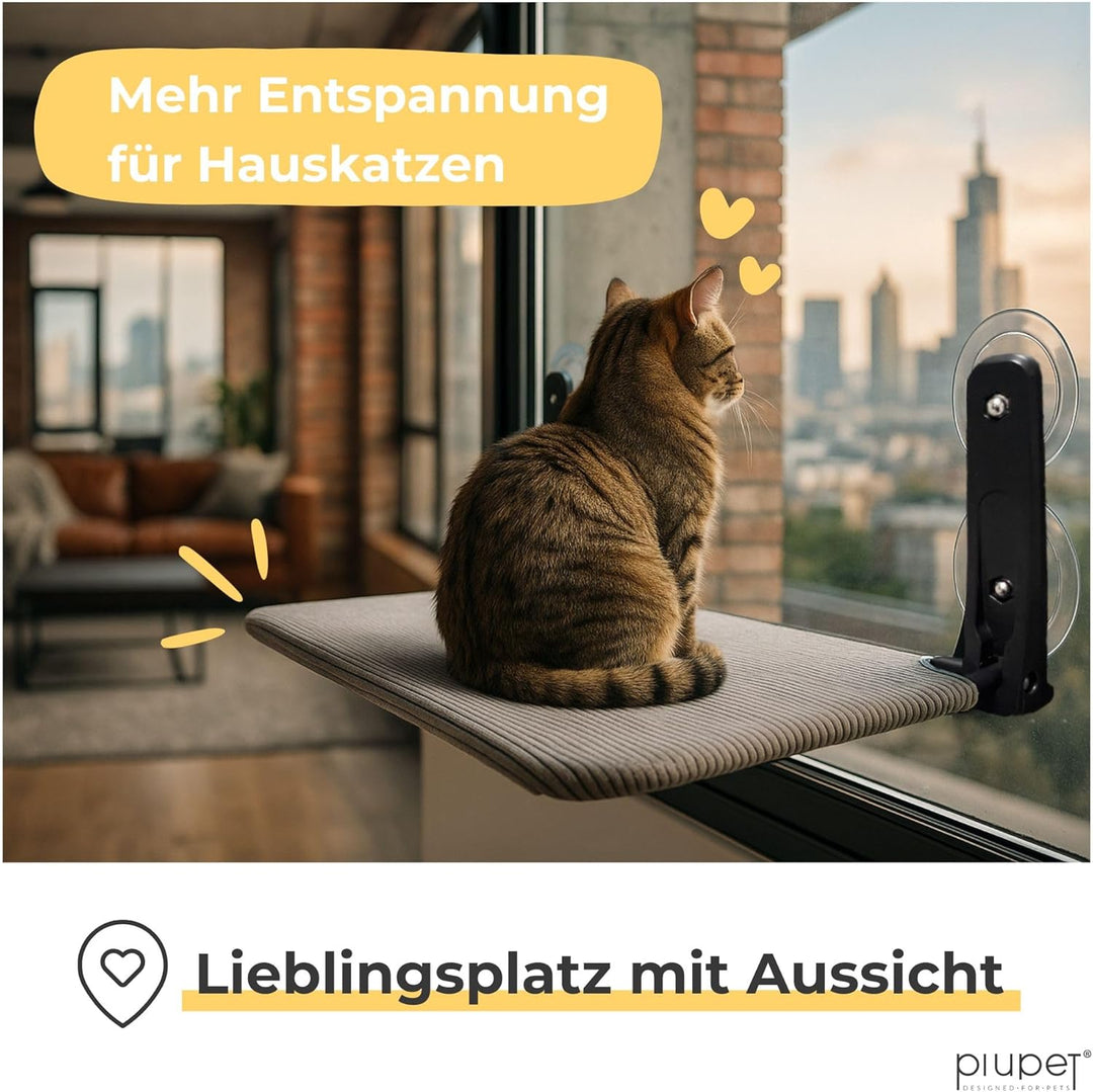 Schwebende Katzenfensterliege – Klappbare & platzsparende Katzenliege mit Saugnäpfen I Wendbare Häng