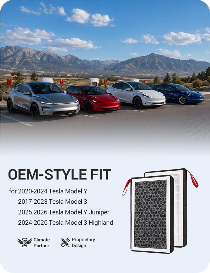 BASENOR Tesla Model Y Model 3 Kabine Luftfilter HEPA Ersatz Filter 2 Satz 2024 2023 2022 2021 2020 2