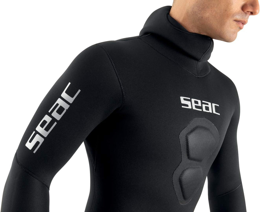 Seac Royal, 3,5 mm Neopren-Tauchanzug für Freitauchen, Latzhose und Kapuzenjacke 3XL Schwarz, 3XL Sc