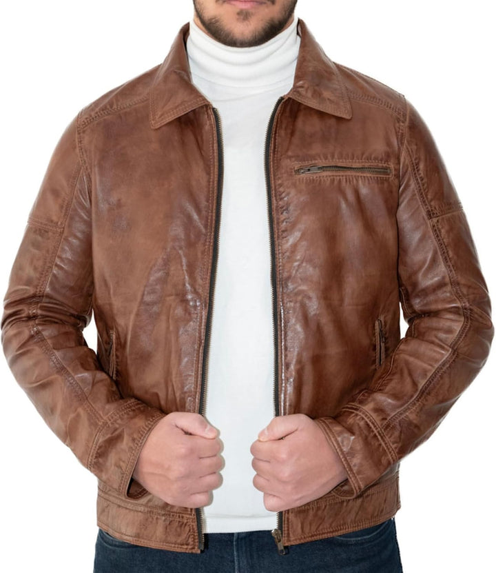 West clever Herren-Lederjacke, 100% echtes weiches Schafsleder, Herrenjacken, Jungen-Winterjacke, He