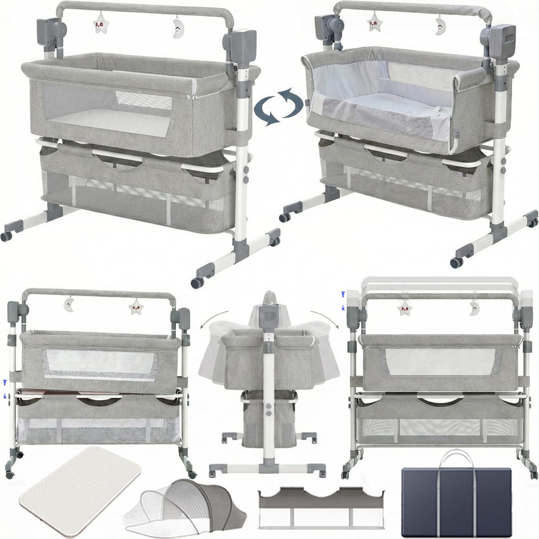 Beistellbett Baby, Convertible Grosser Raum Babybett für Co-Sleeping, Beistellbett Baby Boxspringbet