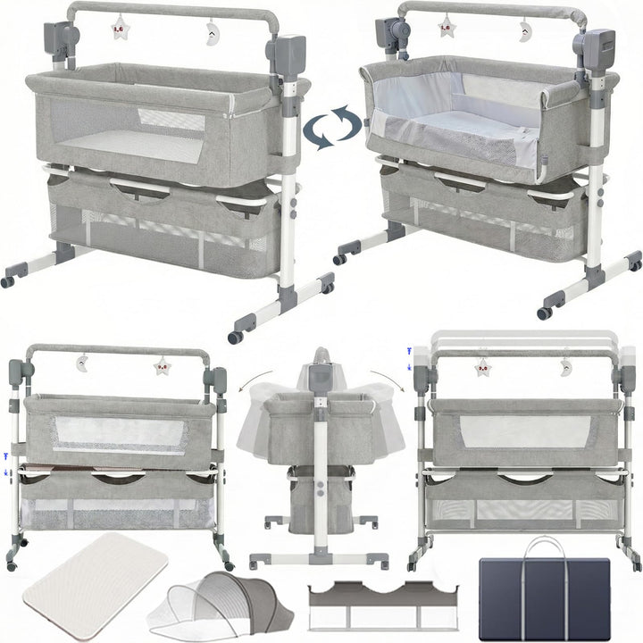Beistellbett Baby, Convertible Grosser Raum Babybett für Co-Sleeping, Beistellbett Baby Boxspringbet