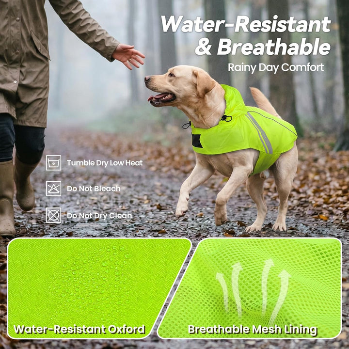 VIVAGLORY Hunderegenmantel für kleine Hunde, leicht an- und ausziehbare Regenbekleidung, reflektiere