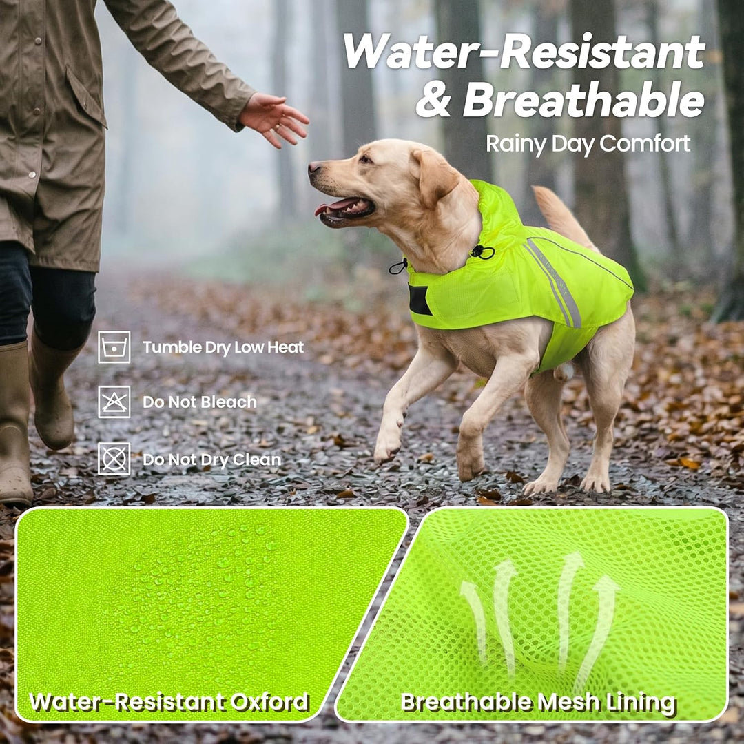 VIVAGLORY Hunderegenmantel für kleine Hunde, leicht an- und ausziehbare Regenbekleidung, reflektiere