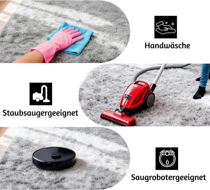 MARATIP Plüsch Teppich,Flauschiger Teppich Rund,grosse Grösse modernes Wohnzimmer,Kinder Mädchen,wei