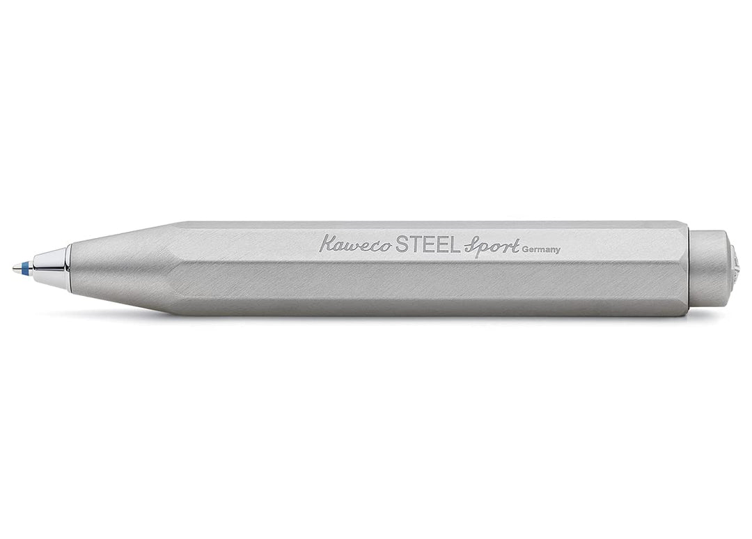 Kaweco Steel Sport Premium Kuli aus hochwertigem Edelstahl I Robuster Taschen-Kugelschreiber mit zuv