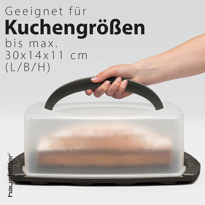 Hausfelder Kuchen Transportbox rechteckig, Kuchenbox für Kastenkuchen, Kuchentransportbox Kastenform
