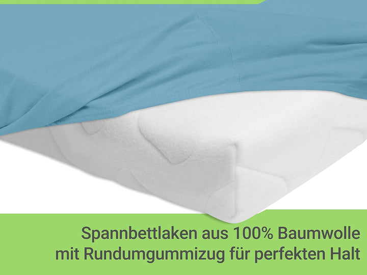 2er-Pack Spannbettlaken für Kinder- und Babybettmatratzen 1493.2123, 70 x 140 cm, bleu Bleu 70 x 140
