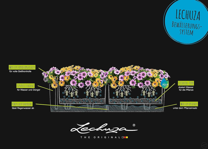LECHUZA 15684 "BALCONERA Color 80" Pflanzgefäss mit Erd-Bewässerungs-System, Muskat, 79 x 19 x 19 cm