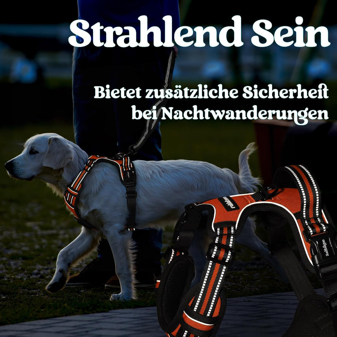 rabbitgoo Hundegeschirr Grosse Hunde, Verstellbare Geschirr Hund ohne Zug &amp; Würgen, Anti Zug Hundege