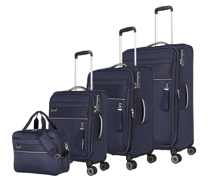 Travelite Kofferset 4 teilig Weichschale 4 Rollen, Grössen S-M-L + Bordtasche, nachhaltig, MIIGO, Re