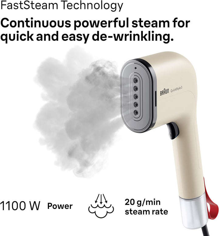 Braun QuickStyle 3 GS3012BG, kompakter und leichter Steamer, Dampfglätter mit schneller Aufheizung,