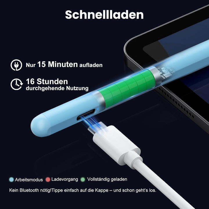 Kingone Stift für Apple iPad 2018-2025, 2X Schnellladung, kompatibel mit iPad 11/10/9/8/7/6, Pro M4/