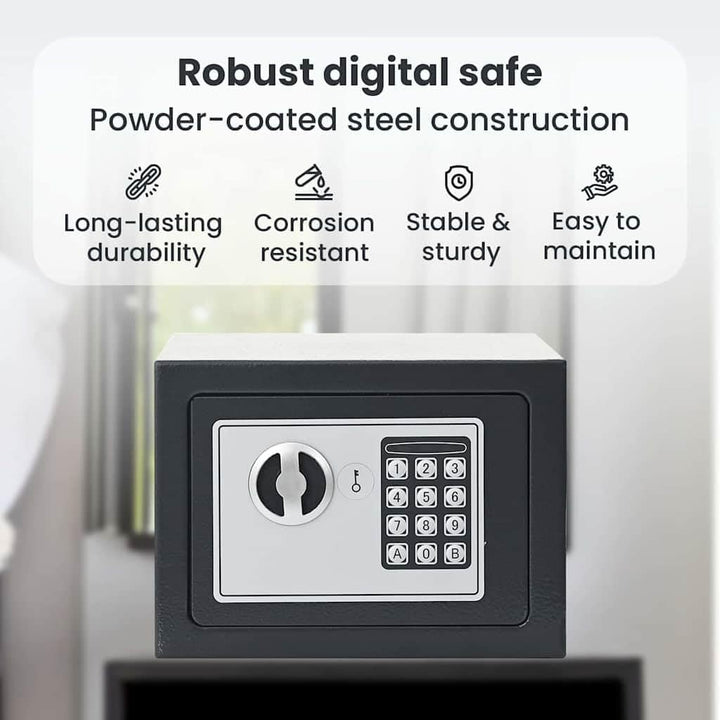 vidaXL Digitaler Safe mit Schloss Dunkelgrau 23 x 17 x 17 cm Stahl, Heim-Büro, moderner digitaler Sa