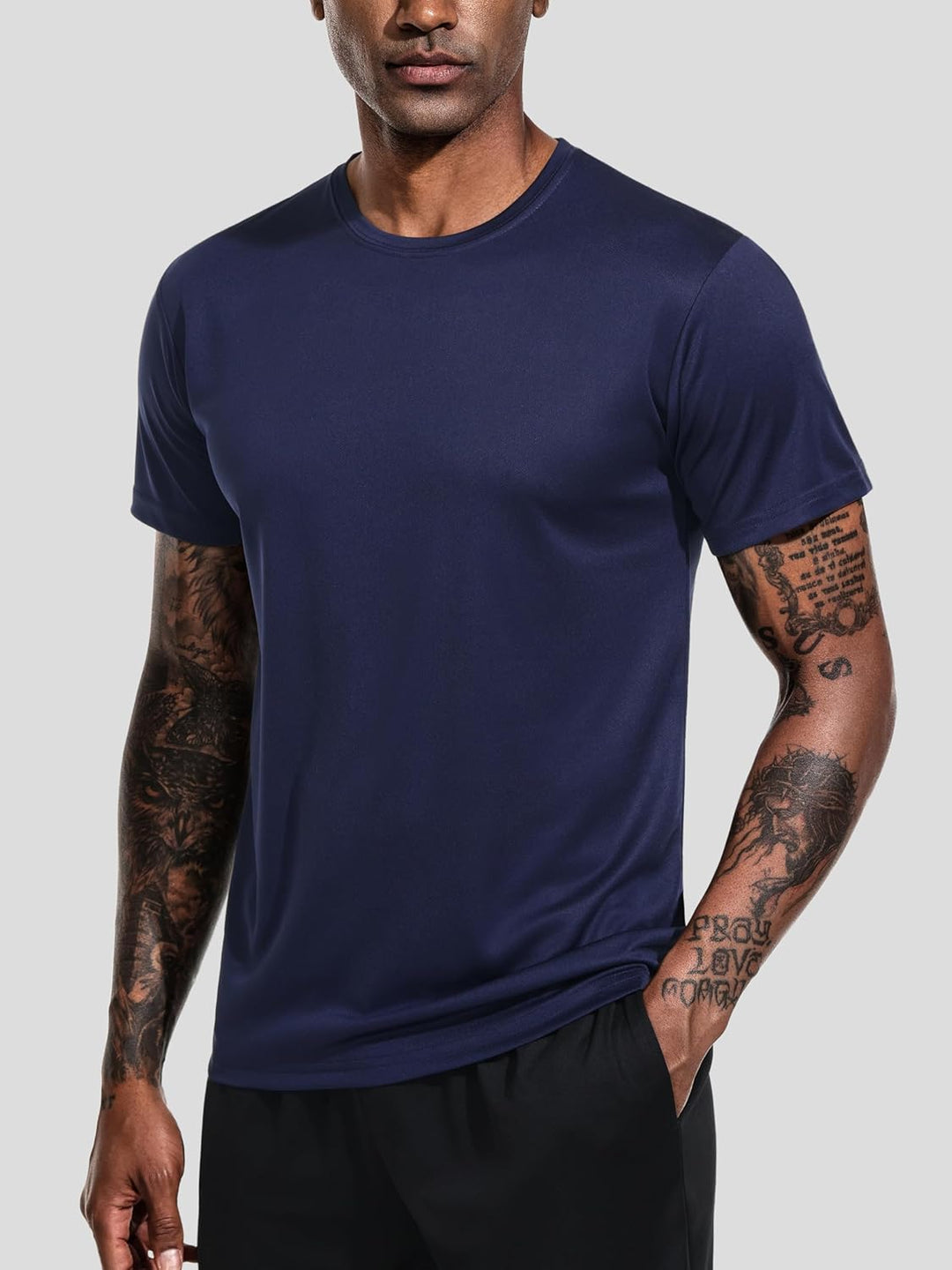 Teesmen T-Shirt Für Herren Kurzarm Rundhals Einfarbige Sport Basic Männer 5er Polyester Oder Baumwol
