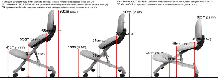 Cinius Ergonomischer Stuhl Orthopädischer Kniestuhl mit Rücken Computerstuhl Kniehocker Stoff Schwar