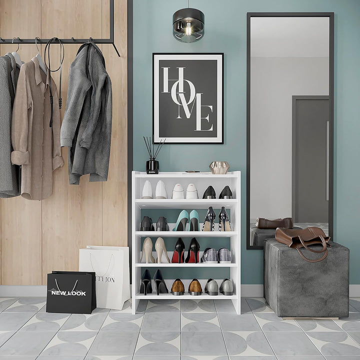 KOMTO Schuhregal Schmal - Schuhablage Flur mit 4 Ebenen Offener Schuhschrank Schuh Organizer Platzsp