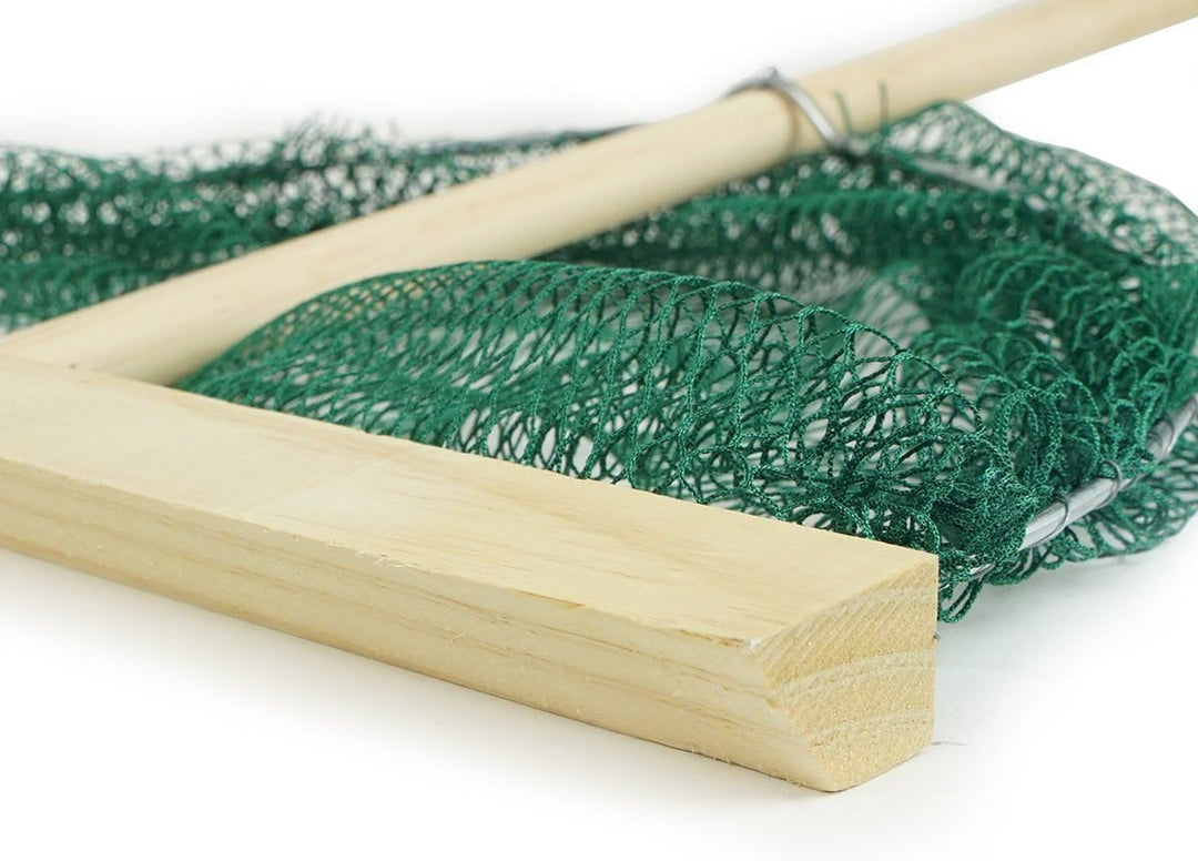 Garnelennetz XL - 40cm Breit - Holzstiel 130cm lang - Grabenetz - Fischernetz 2 Stuck, 2 Stuck