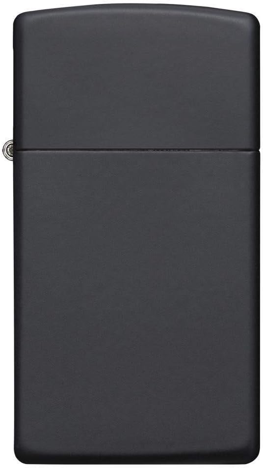 Zippo Feuerzeug PL 1618 Slim Black Matte Benzinfeuerzeug, Messing, Black Matte