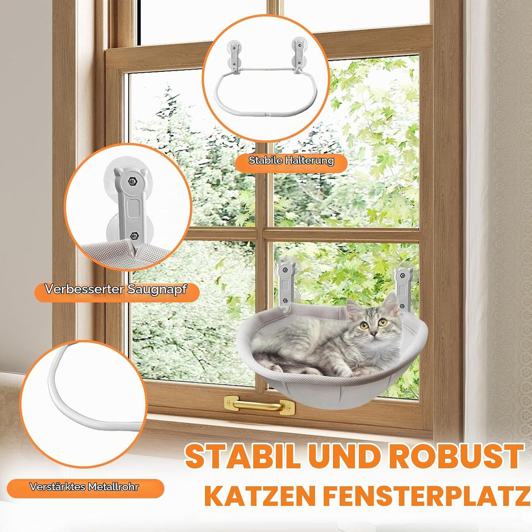Homegroove Katzenfenster-Sitzplatz, 45 x 30 Zentimeter Faltbare Katzenhängematte für Fenster mit sta