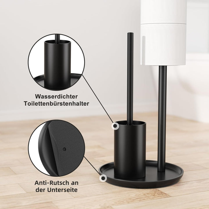 Edelstahl Klopapierhalter Stehend mit Klobürste - Toilettenpapierhalter mit WC Bürste, WC Garnitur m