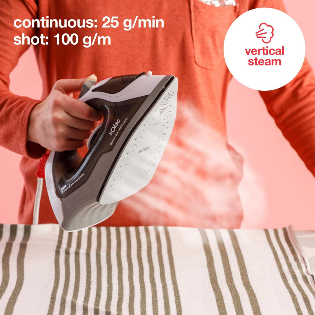 Solac - Dampfbügeleisen Optima Start 2200W | Dampfausstoss 100 g/min | Dampf 25 g/min | Spray-Funkti