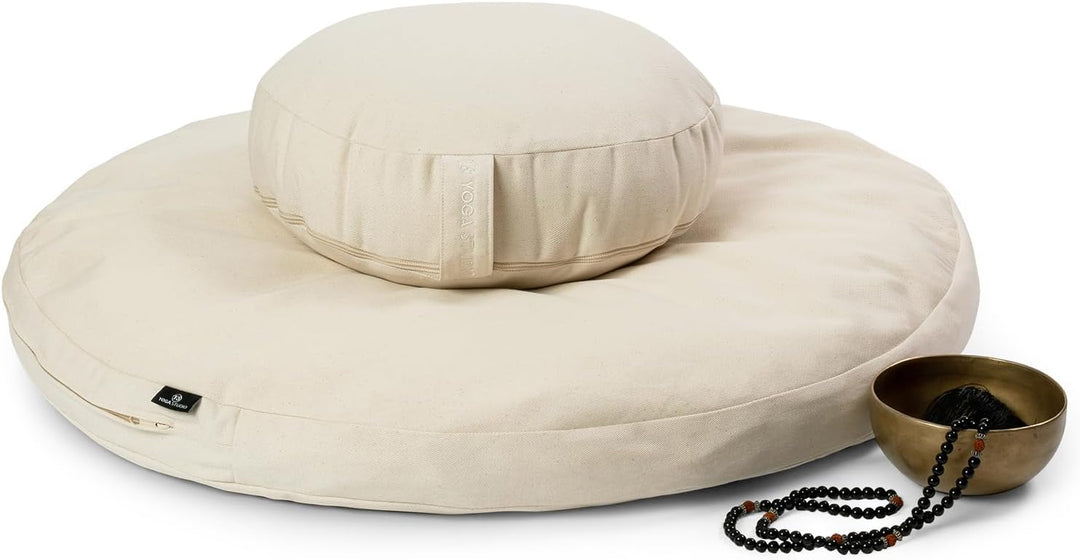 Yoga Studio Zabuton Meditationskissen-Set, rund, Bio, Zafu (Ecru) natur, natur