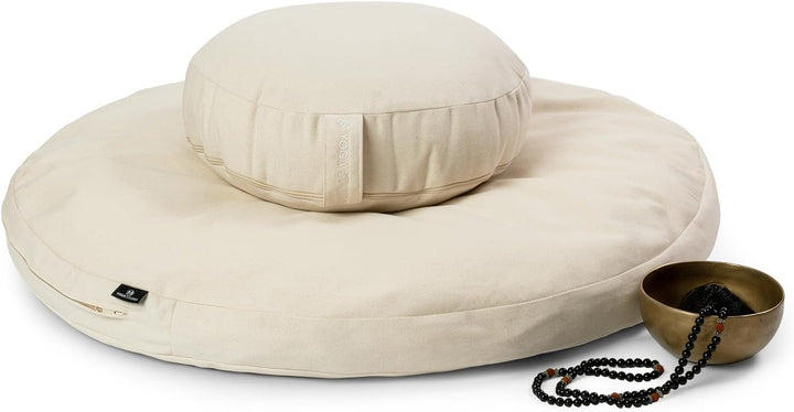 Yoga Studio Zabuton Meditationskissen-Set, rund, Bio, Zafu (Ecru) natur, natur