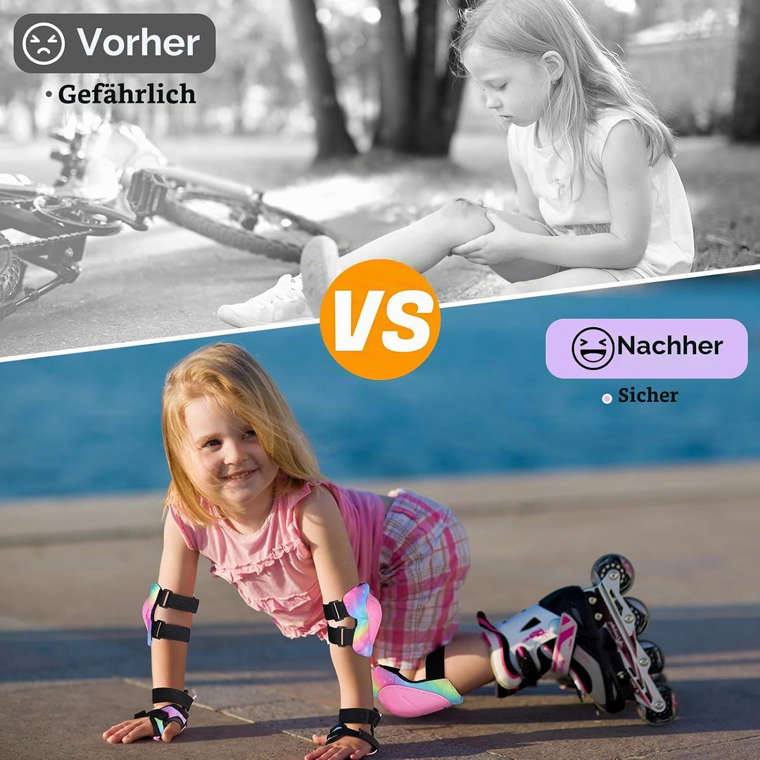 MHJY Knieschoner Kinder Schoner Inliner 6Pcs Protektoren Set Knie und Ellenbogenschützer Handgelenks