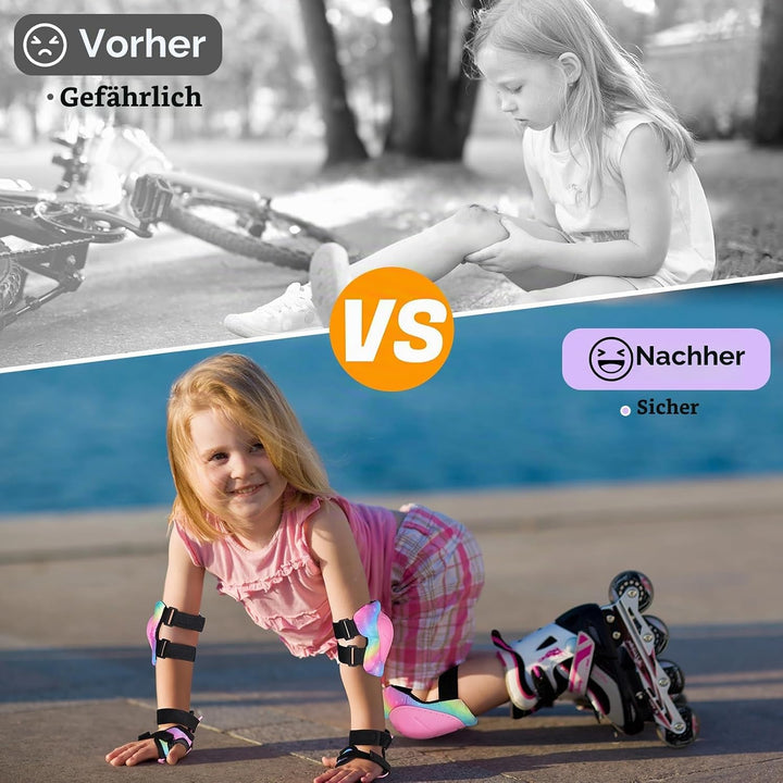 MHJY Knieschoner Kinder Schoner Inliner 6Pcs Protektoren Set Knie und Ellenbogenschützer Handgelenks