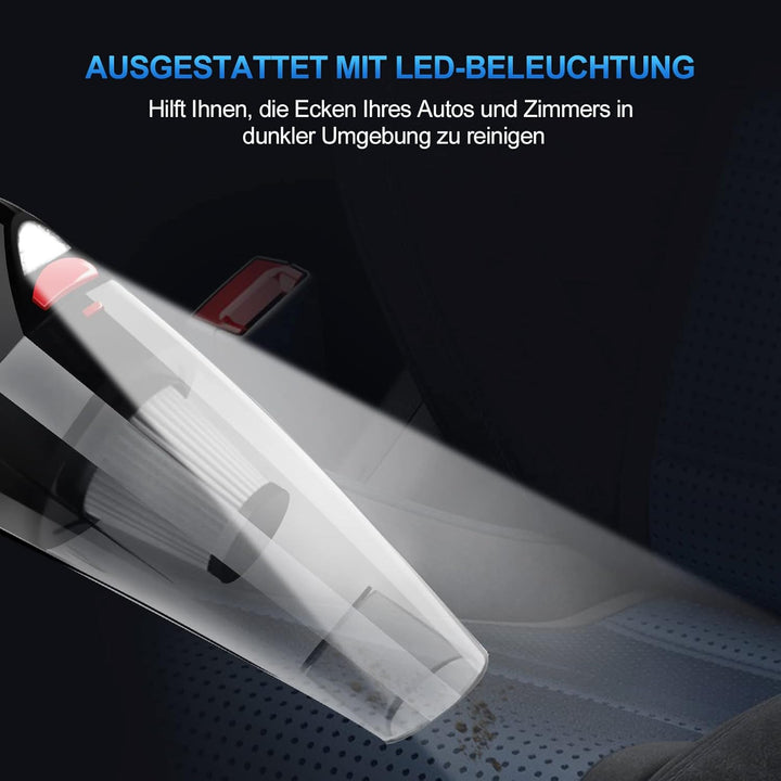 RIKIN Handstaubsauger Auto Staubsauger Kabellos 8500PA 120W mit LED-Licht Leistungsstark Drahtloser