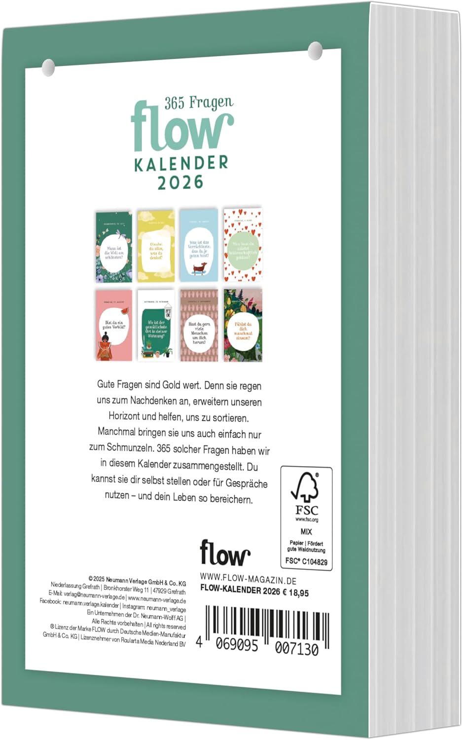 Flow - Der Flow Kalender 2026 - Tischkalender 13x19 cm mit 365 Denkanstössen & Inspirationen, Abreis