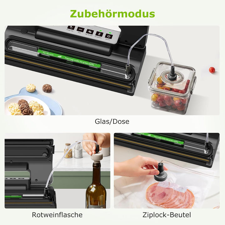 Bonsenkitchen Vakuumiergerät, 30 cm stabile Schweissnaht, Pulse-Funktion für Feuchtes, externer Vaku