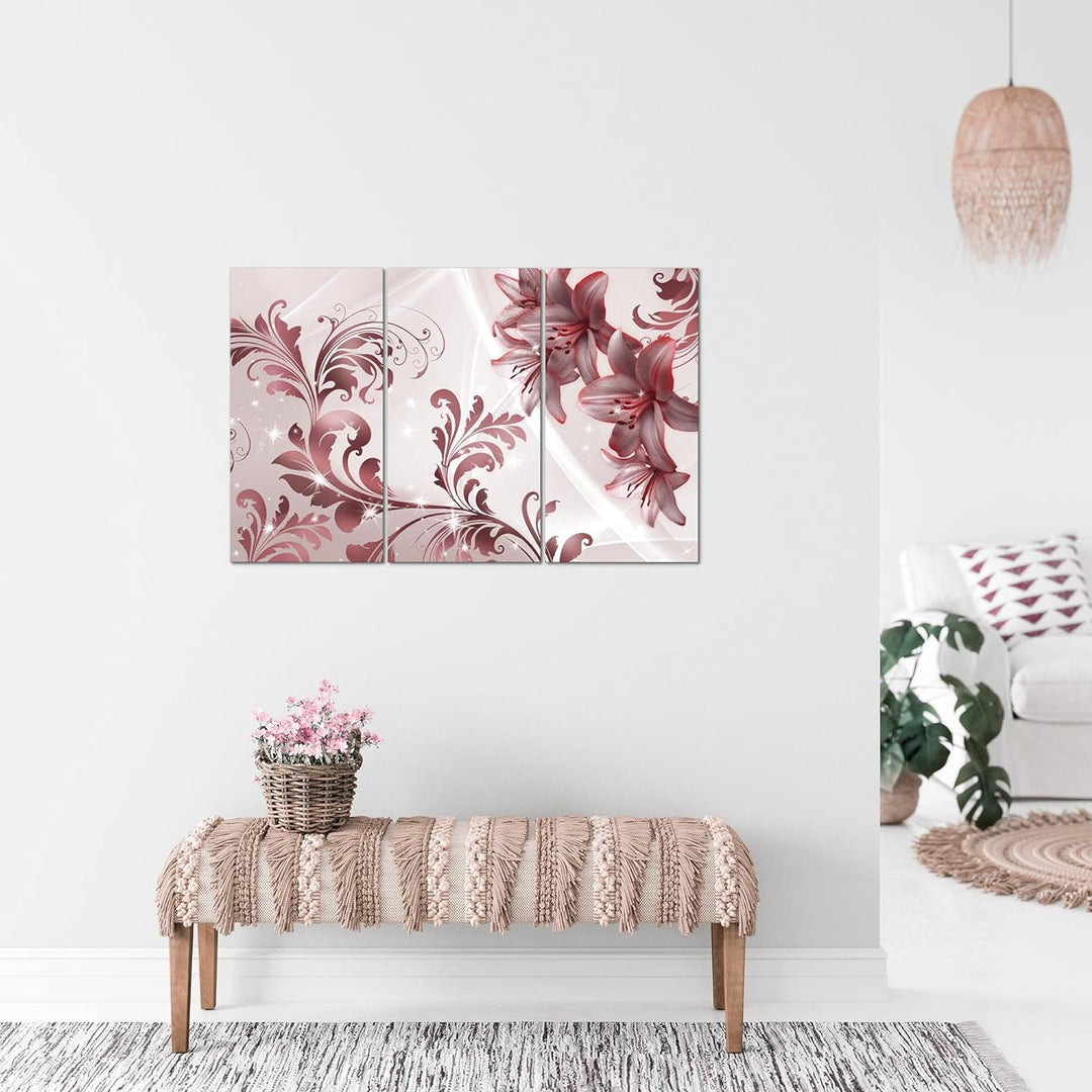 Runa Art Wandbilder Blumen Lilien Bild XXL Wohnzimmer Schlafzimmer Rosa Grau Abstrakt 120 x 80 cm 3
