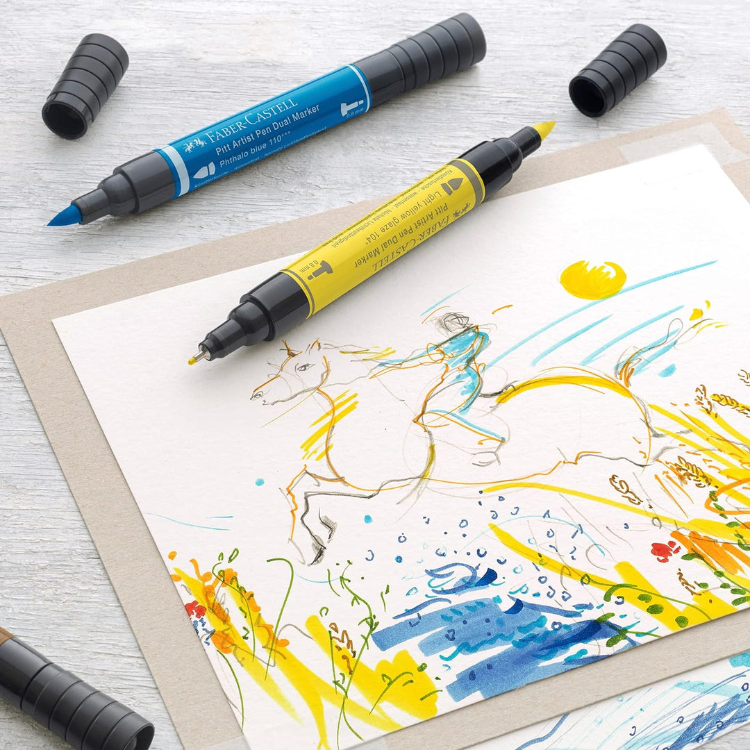 Faber-Castell 162010 - Pitt Artist Pen Dual Marker Tuschestift, mit zwei Spitzen, eine Pinselspitze