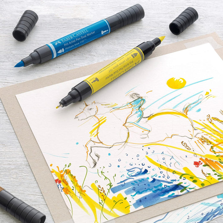 Faber-Castell 162010 - Pitt Artist Pen Dual Marker Tuschestift, mit zwei Spitzen, eine Pinselspitze