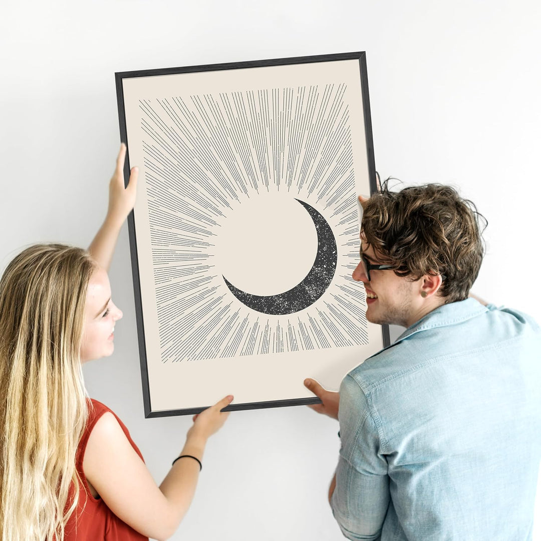 JUNOMI® Sonne und Mond Poster DIN A2, Boho Deko, Minimalistisch, Yoga Zubehör, perfekte Yoga Geschen