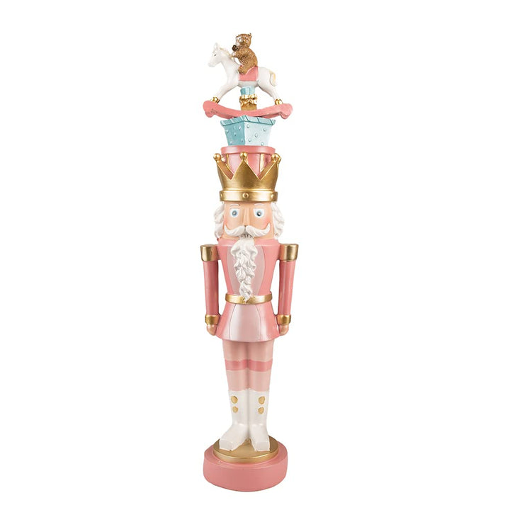 Clayre & Eef Figur Nussknacker 50 cm Rosa Blau Polyresin Weihnachtsdekoration