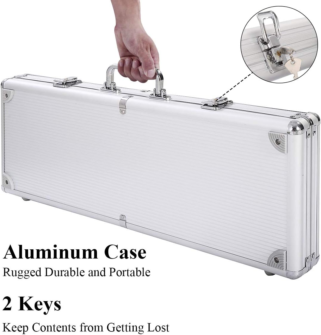 DREAMADE Ultimate Pokerset mit 500 Chips/ 2 Poker Set/ 5 Würfel/Koffer/Spieltuch/ 5 Dealer Buttons,